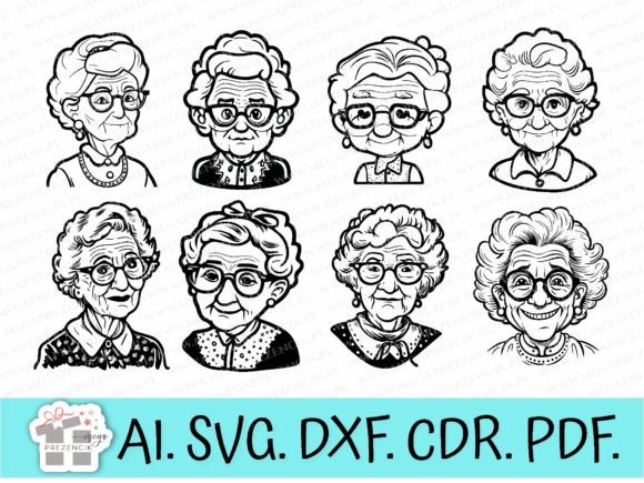 Download Sweet Cartoon Grandma Vectors Svg - Premium Resources