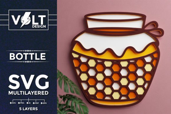 Download Honey Bottle Hexagon Multilayered SVG - Multilayered svg Collection